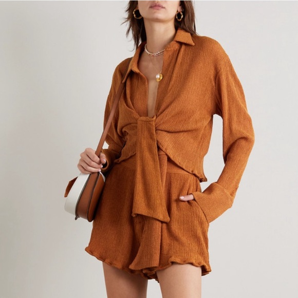 NWT Savannah Morrow The Label Vea Blouse and Verita Shorts in Papaya Size XS - Picture 1 of 13